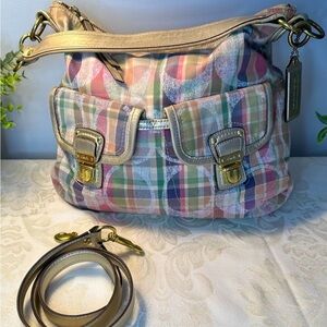 Coach Madras Plaid Women's Hobo Shoulder Bag with Crossbody